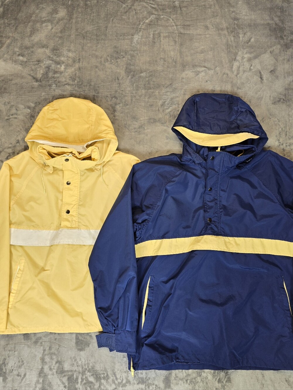 Vintage Logo Brand Matching His Hers Windbreaker Jackets Size Large Yellow Navy